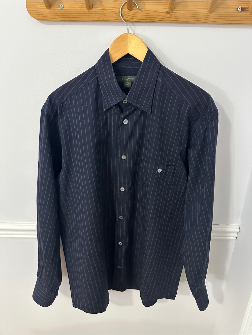 Ermenegildo Zegna Navy Pinstripe Dress Shirt